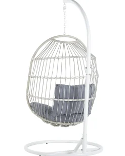 Hangesessel Mit Gestell O 102 Cm Rattan / Flechtseil Weis Alba