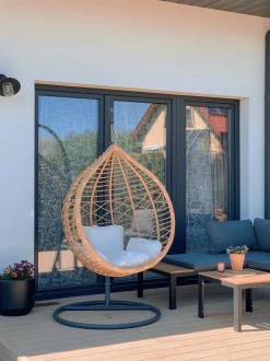 Hangesessel Mit Gestell O 97 Cm Rattan Naturlich Arsita