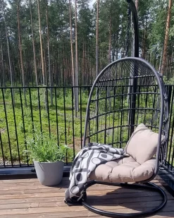 Hangesessel Mit Gestell O 102 Cm Flechtseil Schwarz Allera