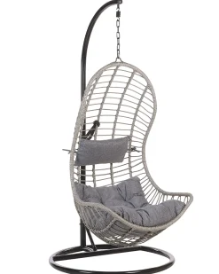 Hangesessel Mit Gestell Rattan Grau O 97 Cm Pineto