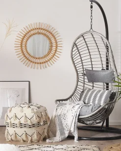 Hangesessel Mit Gestell Rattan Grau O 97 Cm Pineto