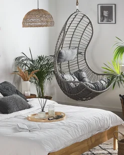 Hangesessel Mit Gestell Rattan Grau O 97 Cm Pineto