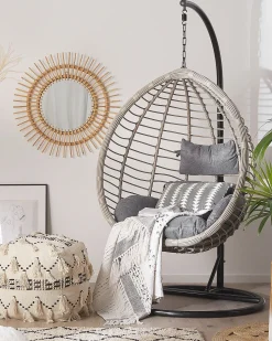 Hangesessel Mit Gestell Rattan Grau O 97 Cm Tollo