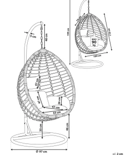 Hangesessel Mit Gestell Rattan Grau O 97 Cm Tollo