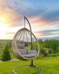 Hangesessel Mit Gestell Rattan Grau O 97 Cm Tollo