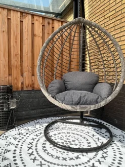 Hangesessel Mit Gestell Rattan Grau O 97 Cm Tollo