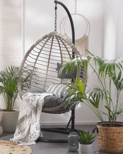 Hangesessel Mit Gestell Rattan Grau O 97 Cm Tollo