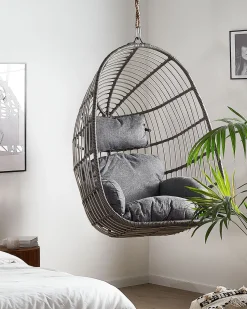 Hangesessel Rattan Grau Mit Sitzkissen Casoli