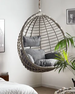 Hangesessel Rattan Hellgrau O 106 Cm Mit Sitzkissen Tollo