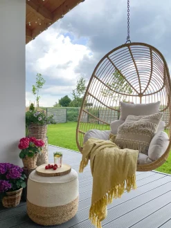 Hangesessel Rattan Naturlich / Beige Mit Sitzkissen Casoli