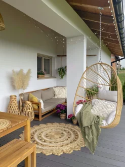 Hangesessel Rattan Naturlich / Beige Mit Sitzkissen Casoli