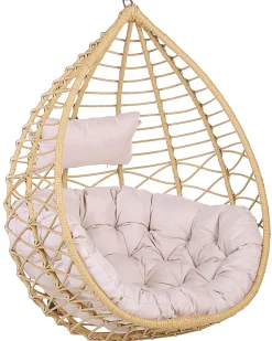 Hangesessel Rattan Naturlich / Beige O 97 Cm Mit Sitzkissen Arsita