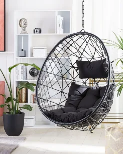 Hangesessel Rattan Schwarz O 94 Cm Alatri