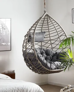 Hangesessel Rattan Taupe / Grau O 97 Cm Mit Sitzkissen Arsita