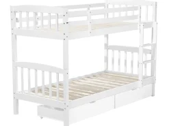 Hochbett Holz Mit Bettkasten Weis 90 X 200 Cm Revin