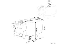 Hocker Felloptik / Gummibaumholz Weis Einhornform Unicorn