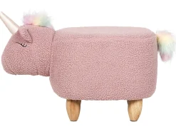 Hocker Felloptik / Gummibaumholz Rosa Einhornform Unicorn