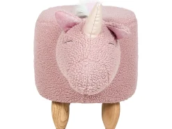 Hocker Felloptik / Gummibaumholz Rosa Einhornform Unicorn