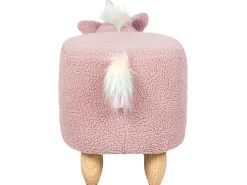 Hocker Felloptik / Gummibaumholz Rosa Einhornform Unicorn