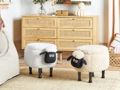 Hocker Felloptik Mit Stauraum Weis Schafhocker Sheep