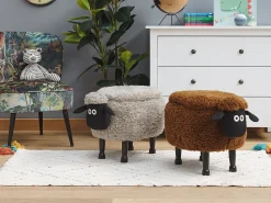Hocker Felloptik Mit Stauraum Braun Sheep