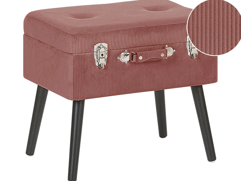 Hocker Mit Stauraum Rosa Cord Koffer-Design Mallard