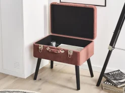 Hocker Mit Stauraum Rosa Cord Koffer-Design Mallard