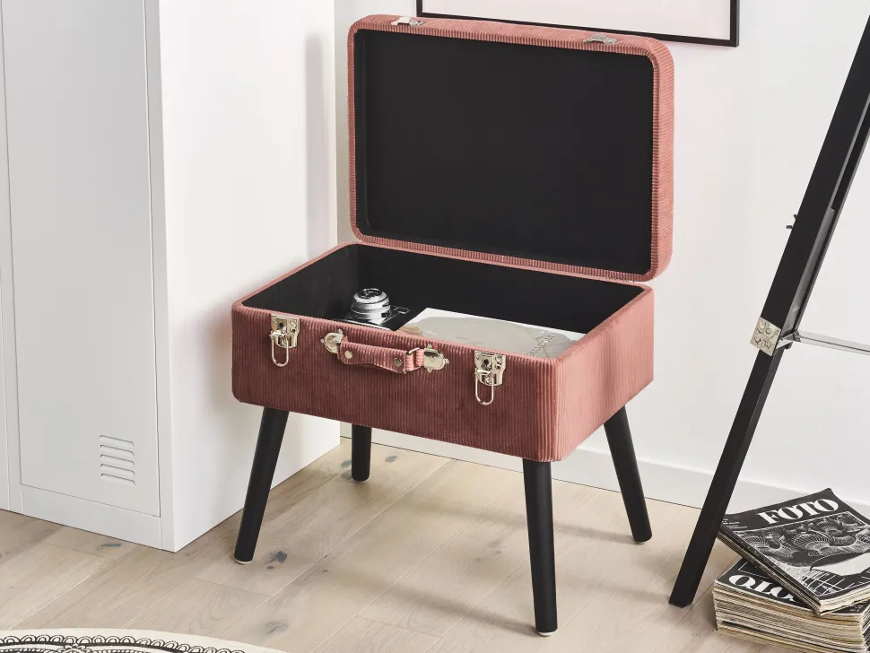 Hocker Mit Stauraum Rosa Cord Koffer-Design Mallard