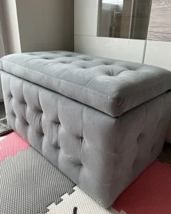 Hocker Mit Stauraum Samtstoff Grau Michigan