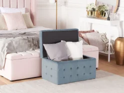 Hocker Mit Stauraum Samtstoff Grau Michigan