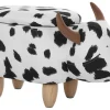 Hocker Polsterbezug Mit Stauraum Schwarz-Weis Cow