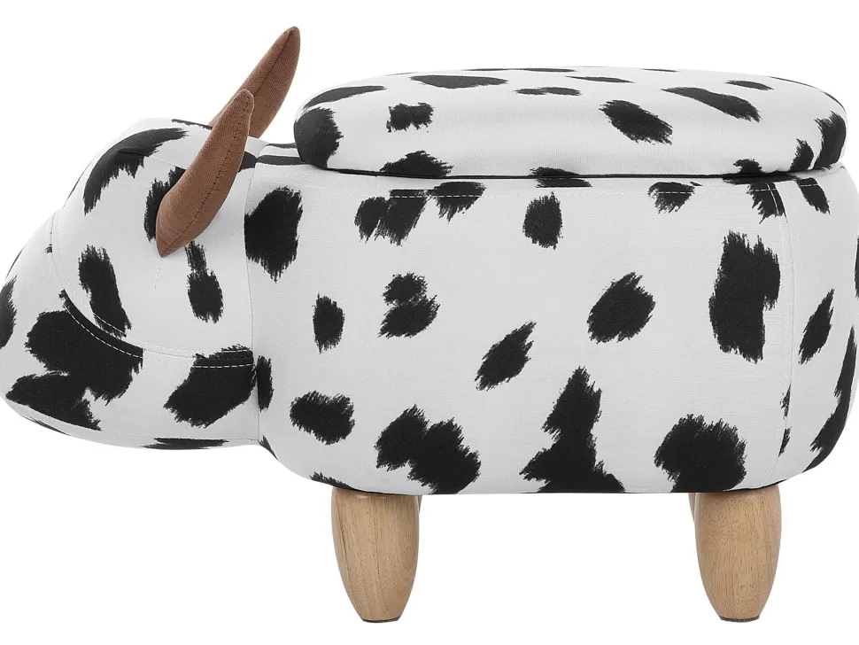 Hocker Polsterbezug Mit Stauraum Schwarz-Weis Cow
