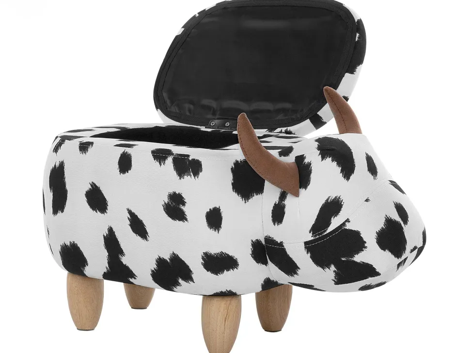 Hocker Polsterbezug Mit Stauraum Schwarz-Weis Cow