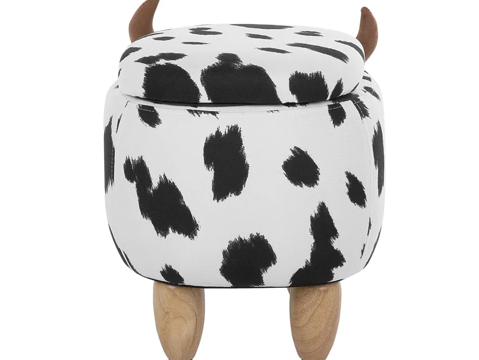 Hocker Polsterbezug Mit Stauraum Schwarz-Weis Cow