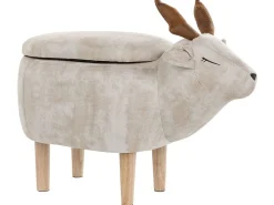 Hocker Polsterbezug Mit Stauraum Beige Reindeer