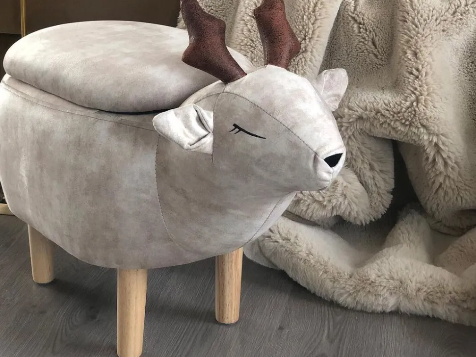 Hocker Polsterbezug Mit Stauraum Beige Reindeer
