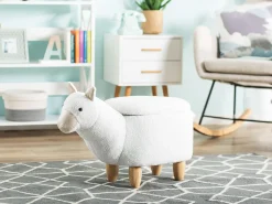 Hocker Polsterbezug Mit Stauraum Weis Alpaca