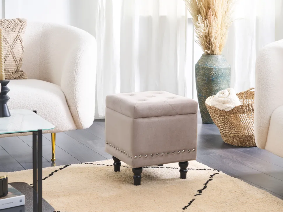 Hocker Samtstoff Mit Stauraum Lachsrosa Loretto