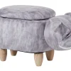 Hocker Samtstoff Mit Stauraum Grau Pug