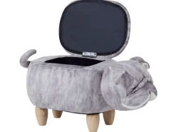 Hocker Samtstoff Mit Stauraum Grau Pug