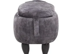 Hocker Samtstoff Mit Stauraum Dunkelgrau Doggy