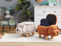 Hocker Samtstoff Mit Stauraum Beige Doggy