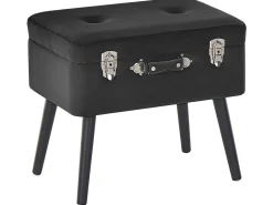 Hocker Schwarz Samtstoff Mallard