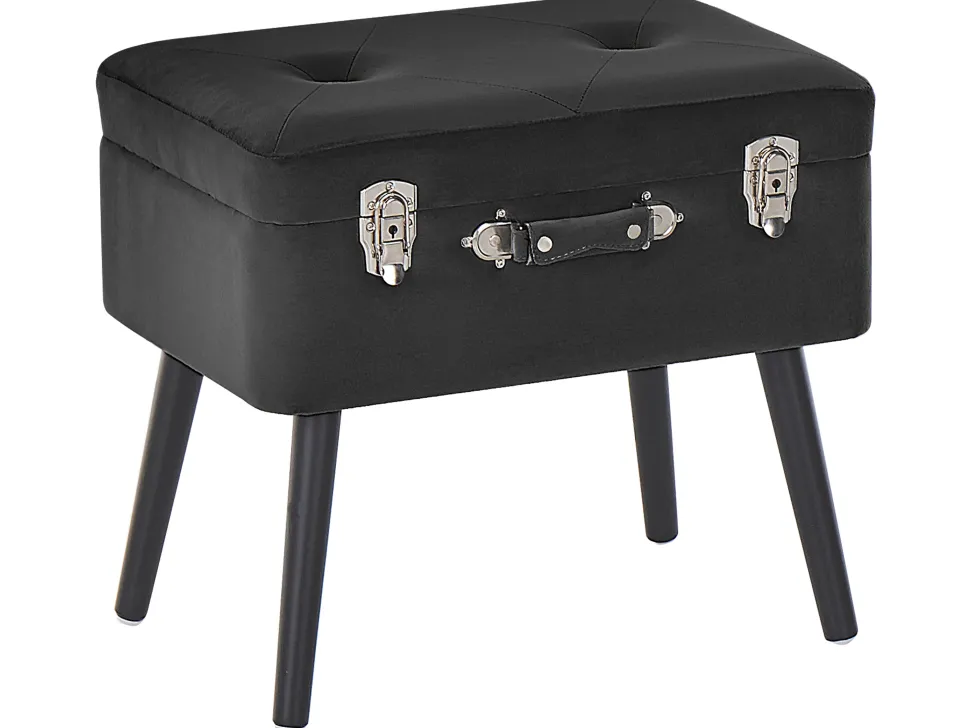 Hocker Schwarz Samtstoff Mallard