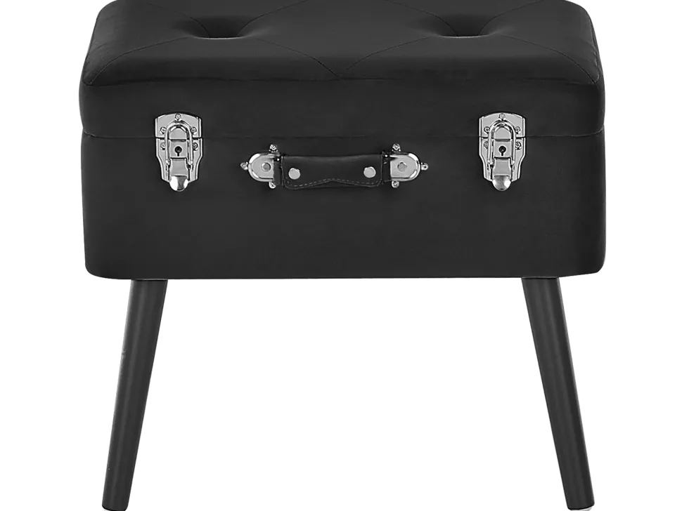 Hocker Schwarz Samtstoff Mallard