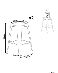 Hocker Weis-Gold Hohe 60 Cm 2Er Set Cabrillo
