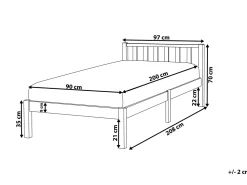Holzbett Weis Lattenrost 90 X 200 Cm Florac