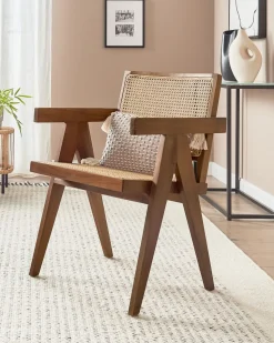 Holzstuhl Mit Rattangeflecht Helles Holz / Braun Westbrook