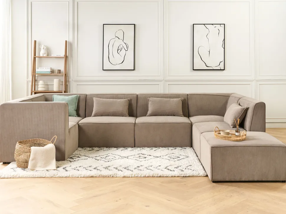 Jumbo Cord Corner Section Taupe Lemvig