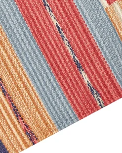 Kelim Teppich Baumwolle Mehrfarbig 140 X 200 Cm Geometrisches Muster Kurzflor Gandzak